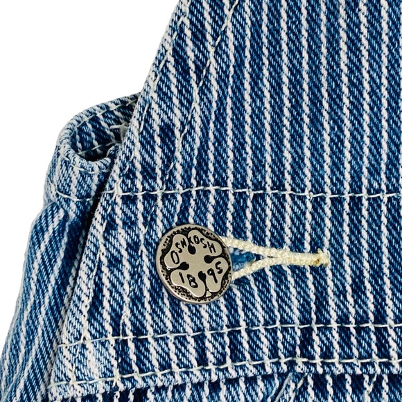 OSH KOSH Baby 24M Blue & White Pin Striped Denim Overalls Bibs With Diaper Snaps - Picture 13 of 15